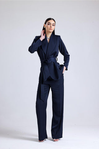 Luminara Satin Set — Navy Blue