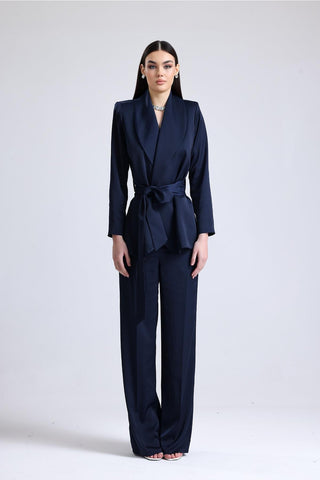 Luminara Satin Set — Navy Blue