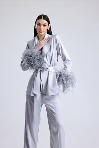 Lunar Feather-Sleeve Set — Gray