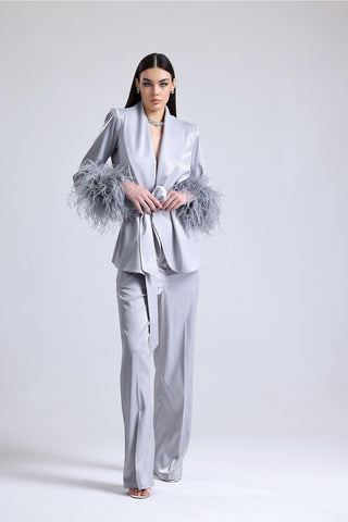 Lunar Feather-Sleeve Set — Gray