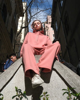 Kapüşonlu Pamuk Kumaşlı Comfy Sweat - Pembe