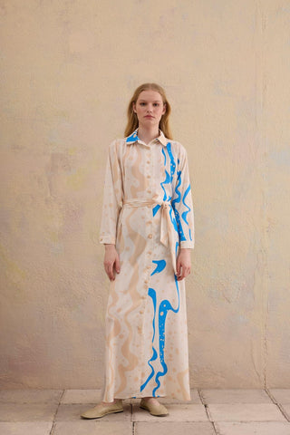 Margeria Patterned Maxi Dress – Beige