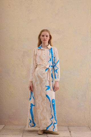 Margeria Patterned Maxi Dress – Beige