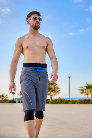 Marina Gray Men's Modest Swim Shorts