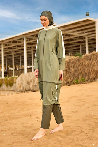 Modest Full Coverage Swimsuit – Khaki