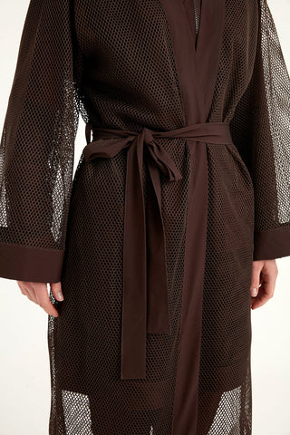 Brown Modest Full Coverage Mesh Kimono – Marina P2501-4
