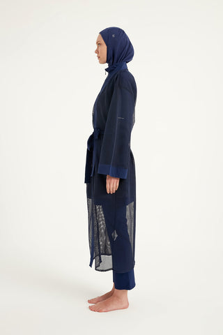Navy Full Length Modest Mesh Kimono – Lightweight Islamic Swim Cover P2501-2
