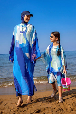Marina UPF50+ Girls Modest Swimwear for Girls - Blue/Navy Blue