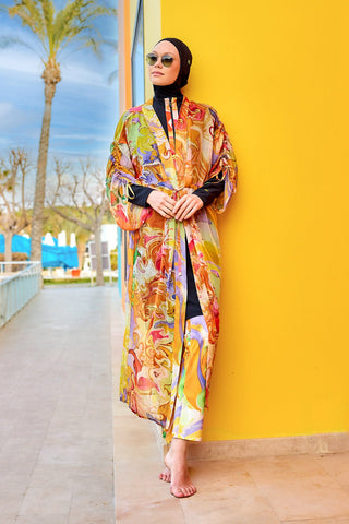 Silky Modest Full Coverage Kimono – Lightweight Elegant Beach Cover