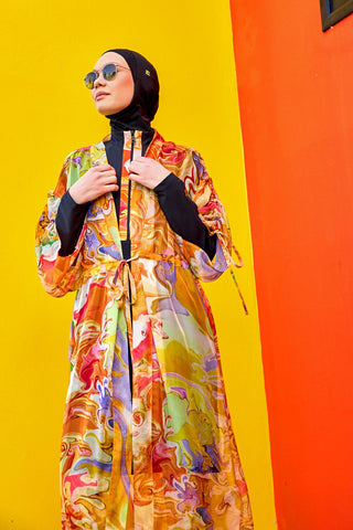 Silky Modest Full Coverage Kimono – Lightweight Elegant Beach Cover