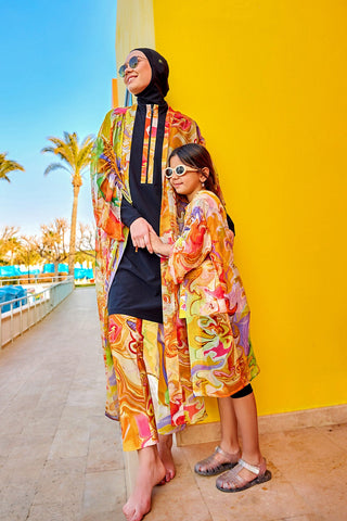 Marina Girls Beach Cover Up Chiffon Kimono Colorful - CP2504