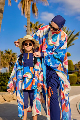 Marina Kids Beach Cover Up Chiffon Kimono - Colorful
