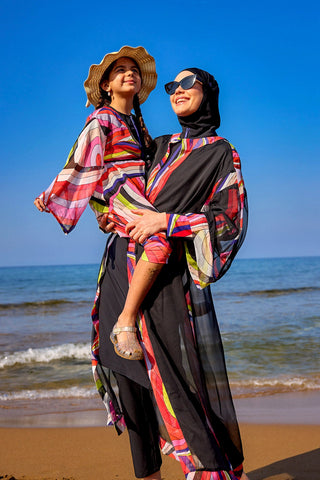 Marina Kids Beach Cover Up Lightweight Kimono - Colorful