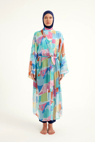 Silky Modest Full Coverage Kimono – Lightweight Elegant Beach Cover P2506