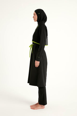Black Full Coverage Modest Swimwear Burkini Set M2506-1