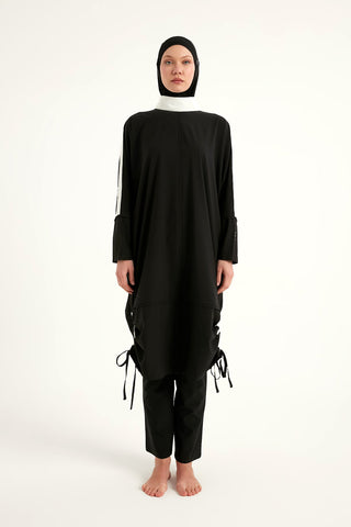 Black Full Coverage Modest Swimwear Burkini Set M2521-3