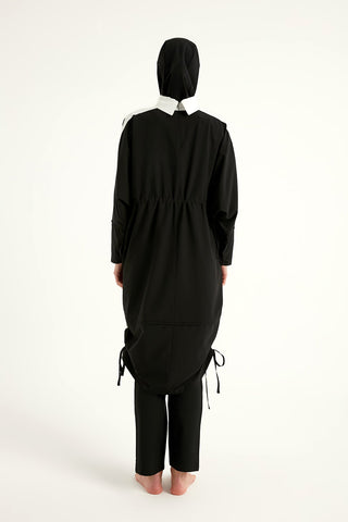 Black Full Coverage Modest Swimwear Burkini Set M2521-3