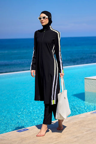 Marina Black Full Coverage Modest Swimsuit