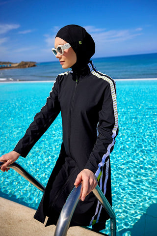 Marina Black Full Coverage Modest Swimsuit