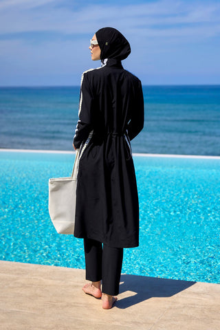 Marina Black Full Coverage Modest Swimsuit