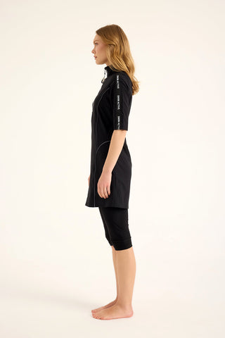 Marina Black Modest Half-Coverage Swimsuit