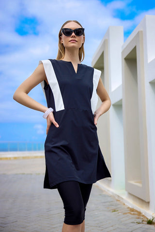 Marina Black Modest Half-Coverage Swimsuit