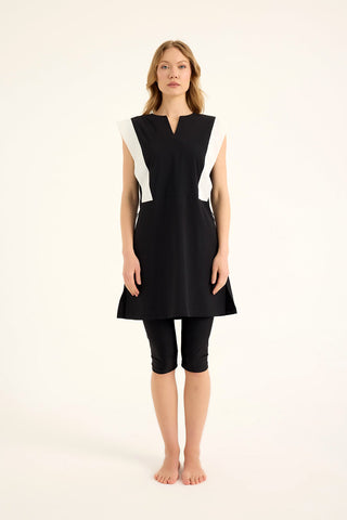 Marina Black Modest Half-Coverage Swimsuit