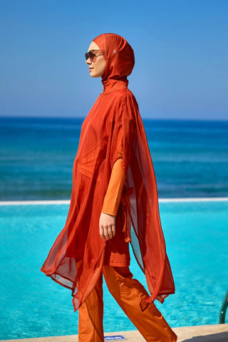 Marina Orange Silky Pareo