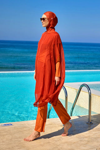 Marina Orange Silky Pareo