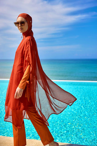 Marina Orange Silky Pareo
