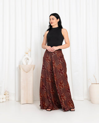 Maroon Floral Check Skirts