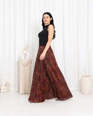 Maroon Floral Check Skirts