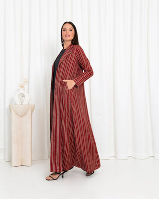 Maroon Stripe Jacket  Abaya