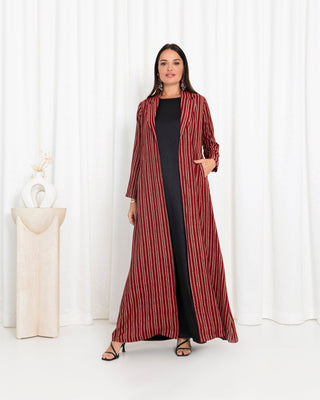 Maroon Stripe Jacket  Abaya