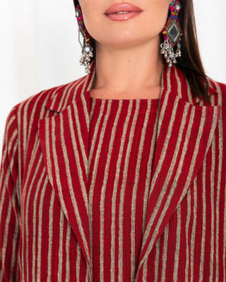 Maroon Stripe Jacket  Abaya