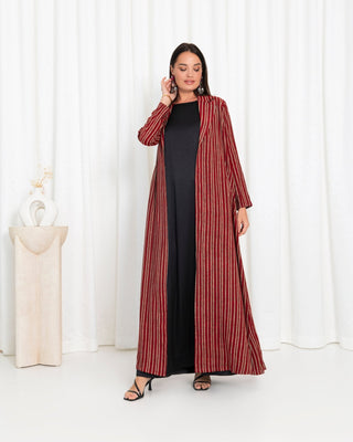 Maroon Stripe Jacket  Abaya