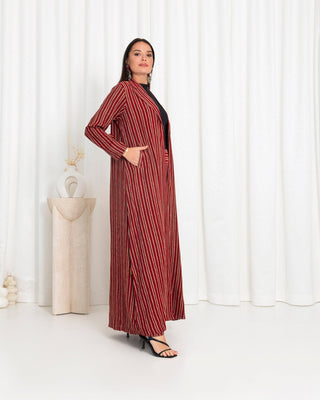 Maroon Stripe Jacket  Abaya
