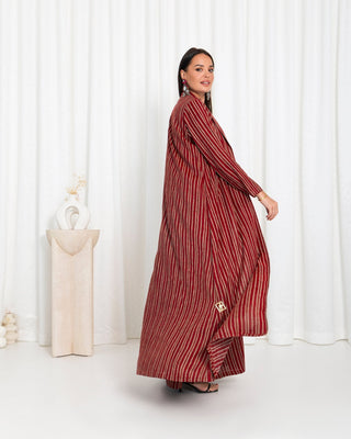 Maroon Stripe Jacket  Abaya