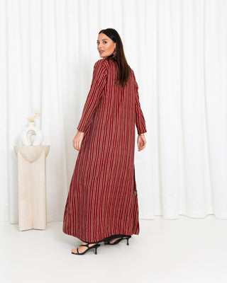 Maroon Stripe Jacket  Abaya