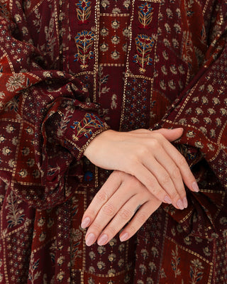 Maroon Stripe Kimono Abaya