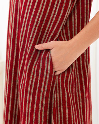 Maroon Stripe Kimono Dress
