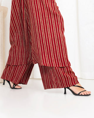 Maroon Stripe Kimono Dress