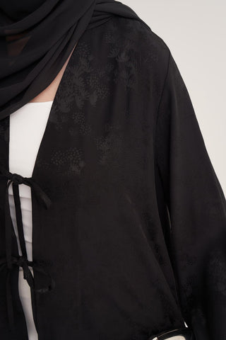 Mila Linen Abaya & Scarf –  Black