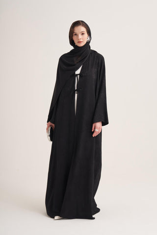 Mila Linen Abaya & Scarf –  Black