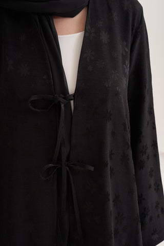 Mila Linen Abaya & Scarf –  Black