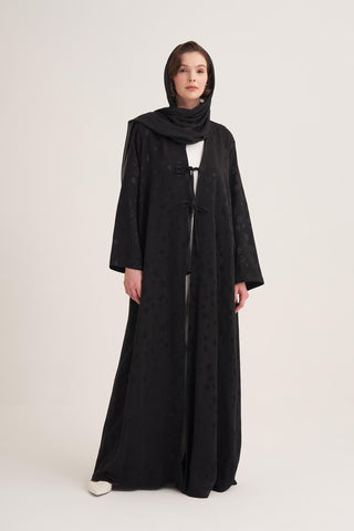 Mila Linen Abaya & Scarf –  Black
