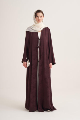 Mila Linen Abaya & Scarf –  Burgundy