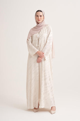 Mila Linen Abaya & Scarf –  Cream