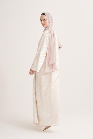 Mila Linen Abaya & Scarf –  Cream