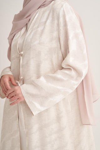 Mila Linen Abaya & Scarf –  Cream